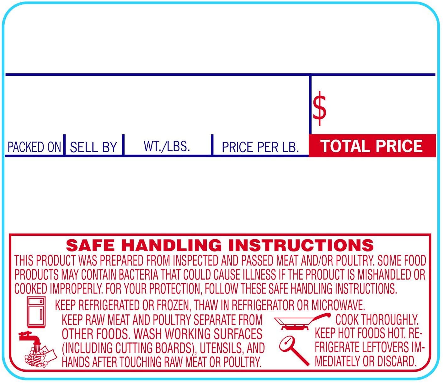 58mm x 50mm CAS Scale Labels Safe Handling for LP-1000, LP-II, CL5000, CL5500, CL7200 (LST-8030)