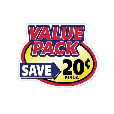 Value Pack Save 20¢ Label