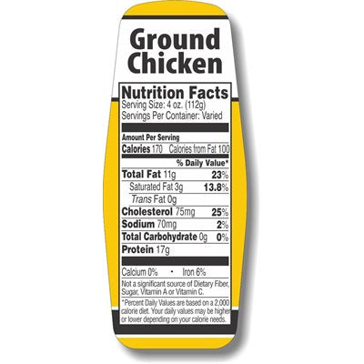 Ground Chicken w/ nutritional Fact Label