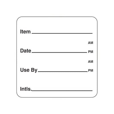 Item Date Use By Shelf and Prep Label