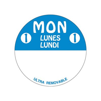 Mon 1 Lunes Lundi Label