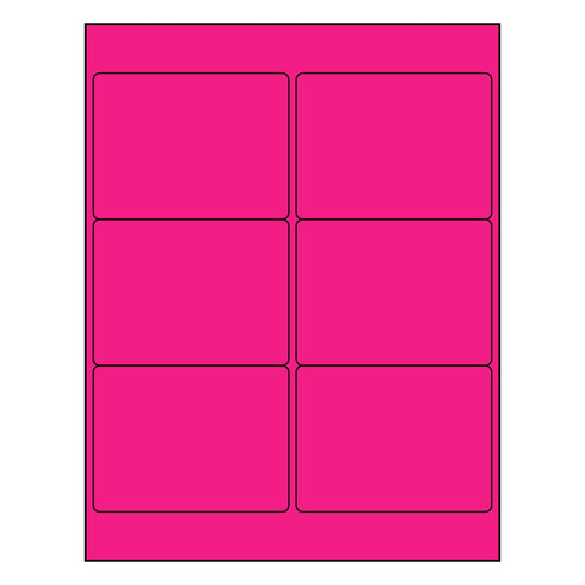 4" x 3.33" Sheet Labels | 6 UP | Fluorescent Pink | 1,000 Pack