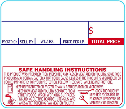 58mm x 50mm CAS Scale Labels Safe Handling for LP-1000, LP-II, CL5000, CL5500, CL7200 (LST-8030)
