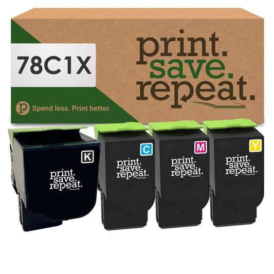 Print.Save.Repeat. Lexmark 78C1X 4-Color Combo Pack Extra High Yield Remanufactured Toner Cartridges for CS421, CS521, CS622, CX421, CX522, CX622, CX625