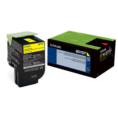 OEM Lexmark 801SY Yellow Toner Cartridge for CX310, CX410, CX510 [2,000 Pages]