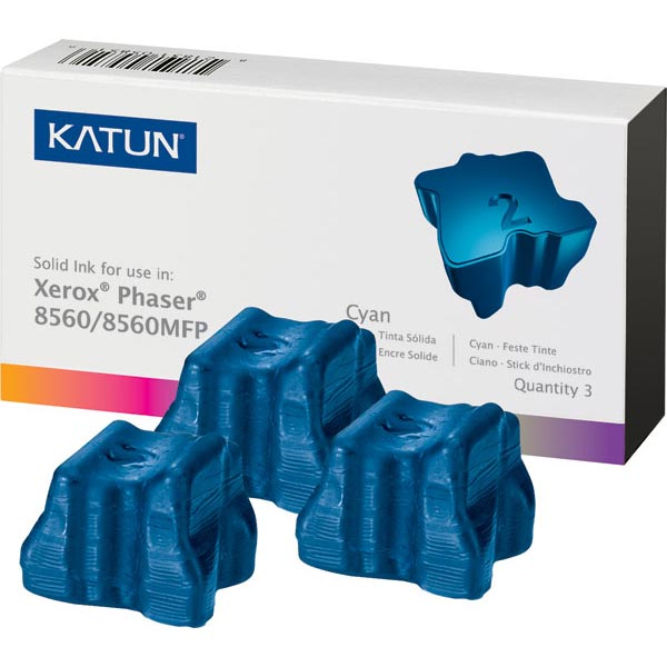 Xerox 108R00723 Cyan Compatible Solid Ink Cartridge 3-Pack for Phaser 8560 [3,400 Pages]