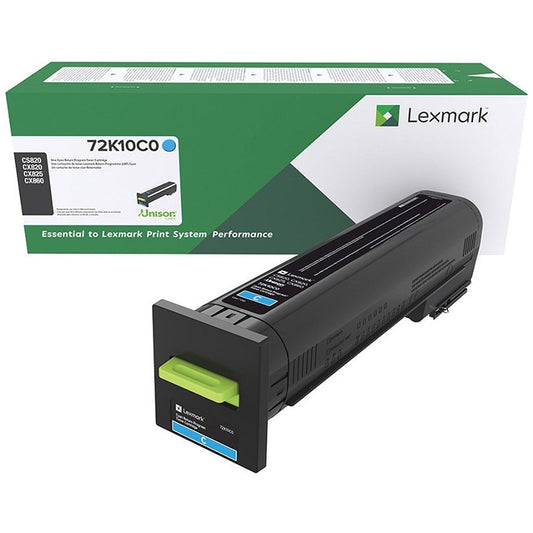 OEM Lexmark 72K10C0 Cyan Standard Yield Toner Cartridge for CS820, CX820, CX825, CX860 [8,000 Pages]