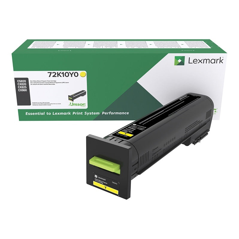 OEM Lexmark 72K10Y0 Yellow Standard Yield Toner Cartridge for CS820, CX820, CX825, CX860 [8,000 Pages]
