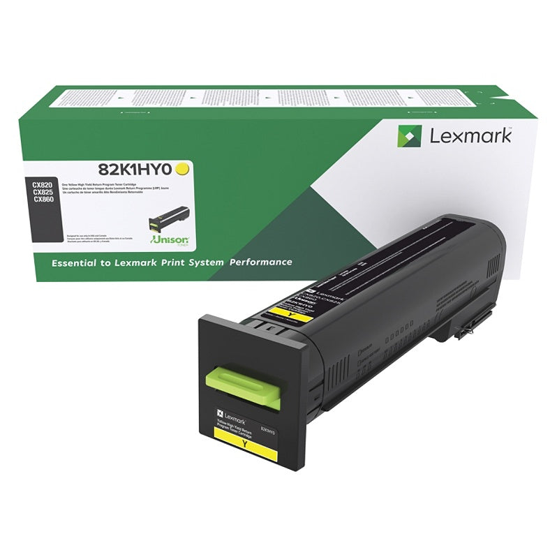 OEM Lexmark 82K1HY0 Yellow High Yield Toner Cartridge for CX820, CX825, CX860 [17,000 Pages]