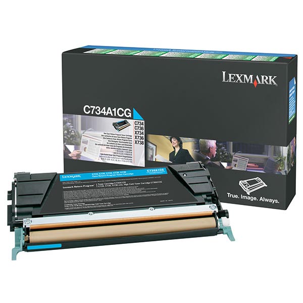 OEM Lexmark C734A1CG Cyan Toner Cartridge for C734, C736, X734, X736, X738 [6,000 Pages]