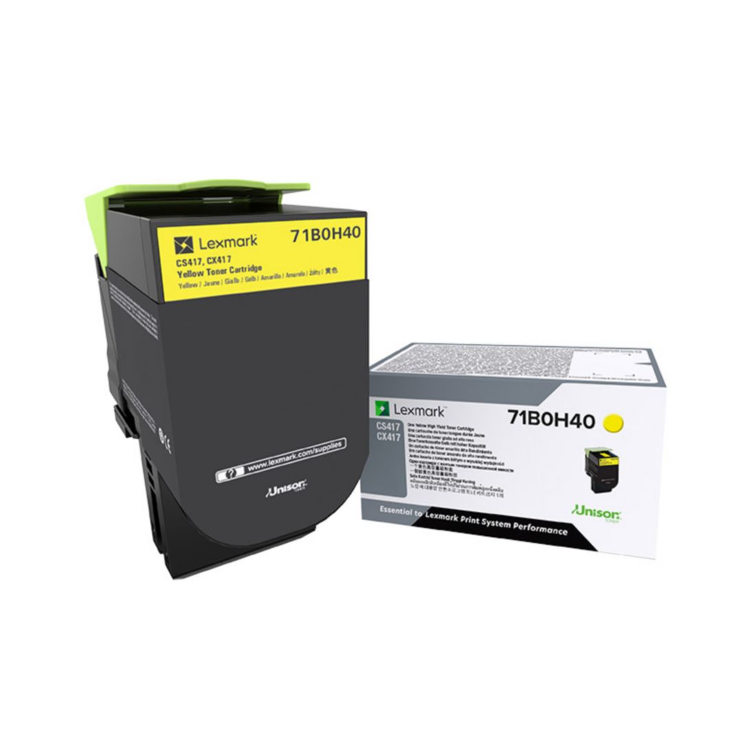 OEM Lexmark 71B0H40 Yellow High Yield Toner Cartridge for CS417, CS517, CX417, CX517 [3,500 Pages]